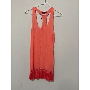 Victoria's Secret Coral Swim Coverup Fringe Hem Small Coastal Beach